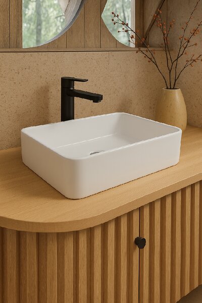 Erga Belle, umyvadlo na desku 480x370x130 mm, bílá lesklá, ERG-V03-YT-038-WH