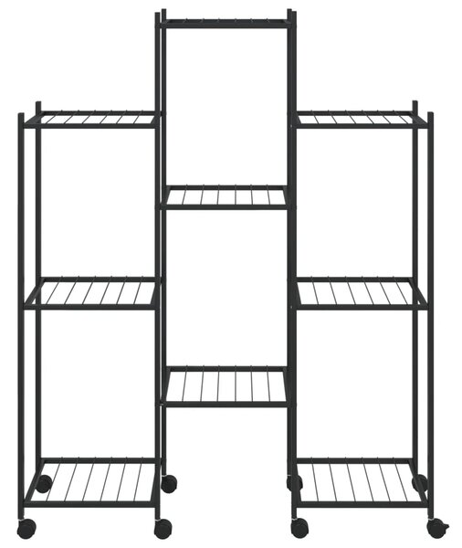 Stojan na květiny s kolečky 83 x 25 x 103,5 cm černý železo