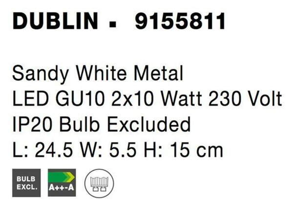 NOVA LUCE bodové svítidlo DUBLIN bílý kov GU10 2x10W 230V IP20 bez žárovky 9155811