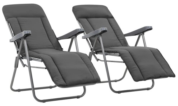 Skládací zahradní židle s poduškami - 2 ks | šedé