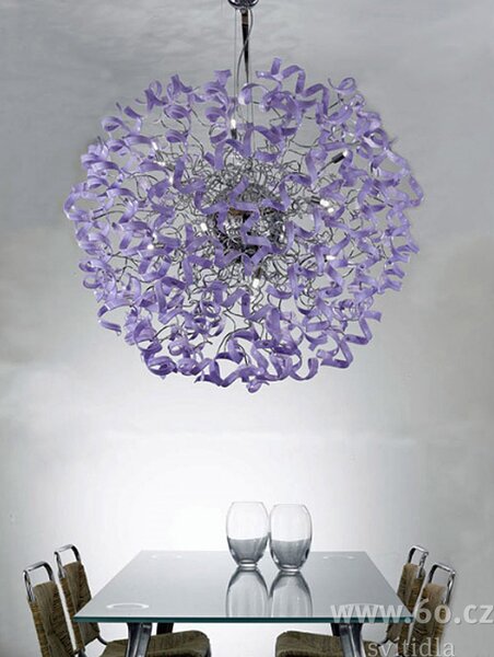 Metal lux 206.190.05 Astro Lilla, designové závěsné svítidlo v průměru 115cm, 18x40W, fialové sklo, chrom