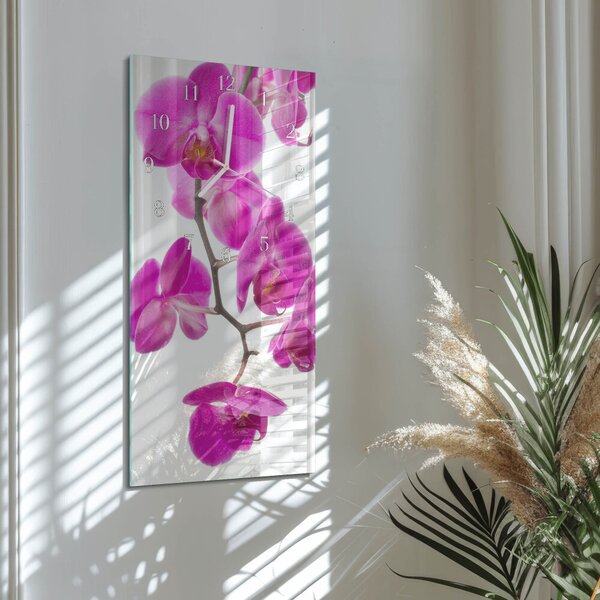Skleněné hodiny vertikální Orchideje zsppb-30x60-00080784