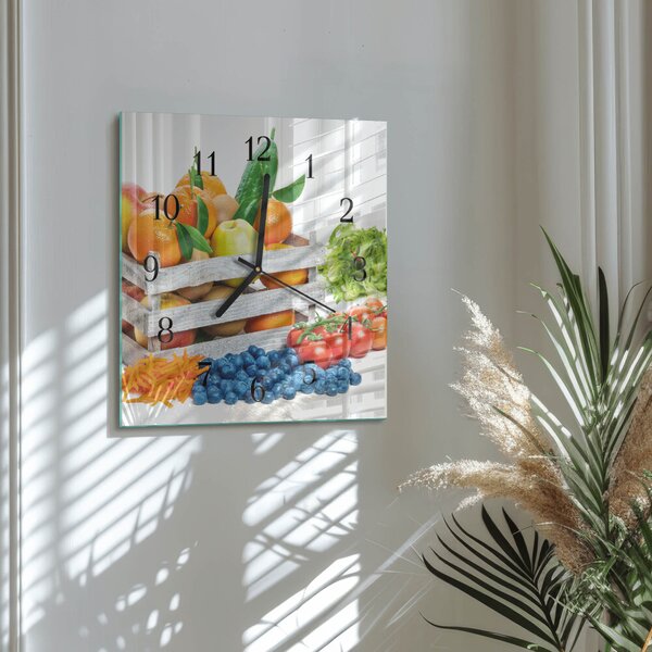 Skleněné hodiny na stěnu Zelenina zskc-30x30-00181124