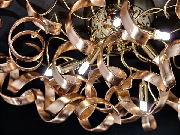 Metal lux 205.380.14 Astro Copper, stropní designové svítidlo v průměru 80cm, 6x40W, měděné sklo, zlato 24K