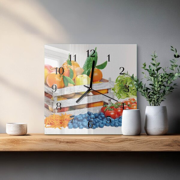 Skleněné hodiny na stěnu Zelenina zskc-30x30-00181124