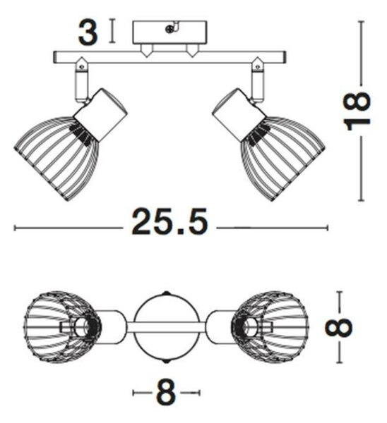NOVA LUCE bodové svítidlo FIUMICINO matný černý kov E14 2x5W 230V IP20 bez žárovky 770011