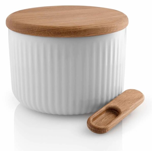 Solnička Eva Solo Legio Nova porcelán dubové víko a lžička – dóza na sůl designová 0,35 l