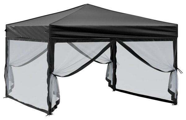 Skládací party stan s bočními stěnami černý 3 x 3 m