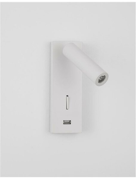 NOVA LUCE bodové svítidlo FUSE bílý hliník nastavitelné vypínač na těle - USB nabíjení LED Samsung 3W 3000K IP20 9170101