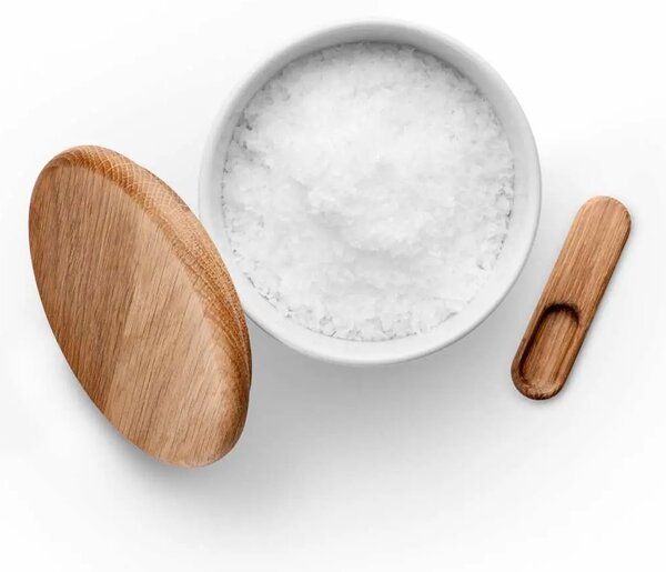Solnička Eva Solo Legio Nova porcelán dubové víko a lžička – dóza na sůl designová 0,35 l