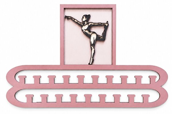 Z rodinné dílny Dřevěný věšák na medaile Gymnastika 45 cm – svítící