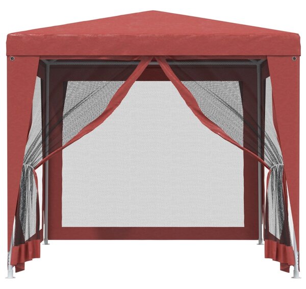 Party stan se 4 síťovanými bočnicemi červený 2,5 x 2,5 m HDPE