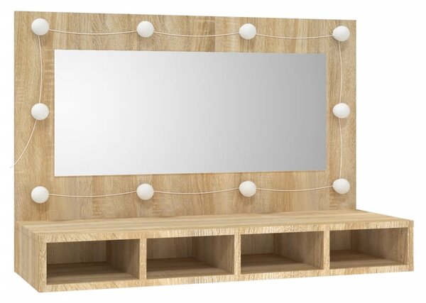 Zrcadlová skříňka s LED dub sonoma 90x31,5x62 cm