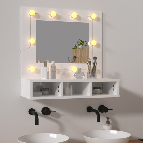 Zrcadlová skříňka s LED bílá s vysokým leskem 60x31,5x62 cm