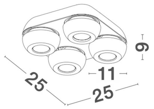 NOVA LUCE bodové svítidlo GON černý hliník LED 4x5W 230V 3000K IP20 9105103