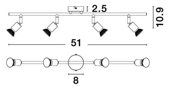 NOVA LUCE bodové svítidlo LUP saténový černý kov GU10 4x5W 230V IP20 bez žárovky 960008