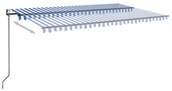Automatická markýza LED a senzor větru 500 x 300 cm modrobílá