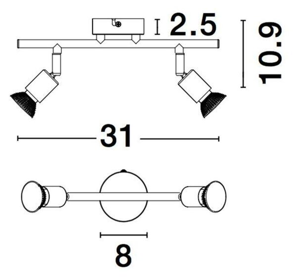 NOVA LUCE bodové svítidlo LUP saténový černý kov GU10 2x5W 230V IP20 bez žárovky 960006