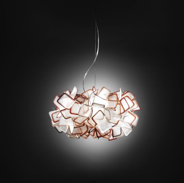 SLAMP CLISS00ORG01T00000EU Clizia, závěsné designové svítidlo z Opalflexu s oranžovým okrajem, 2x12W E27, prům. 53cm