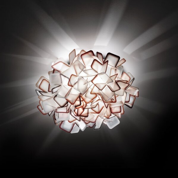 SLAMP CLICM00ORG00000000EU Clizia, stropní designové svítidlo z Opalflexu s oranžovým okrajem, 2x12W E27, prům. 53cm