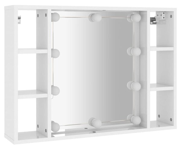 Zrcadlová skříňka s LED bílá s vysokým leskem 76x15x55 cm