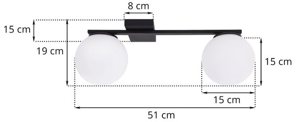 Stropní svítidlo Florence, 2x bílé skleněné stínítko