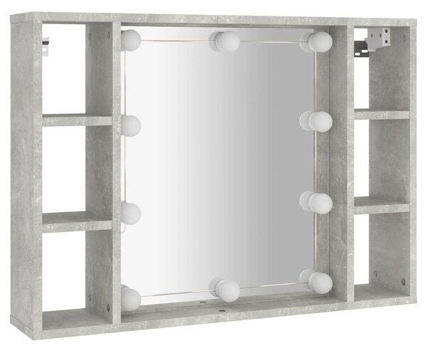 Zrcadlová skříňka s LED betonově šedá 76 x 15 x 55 cm