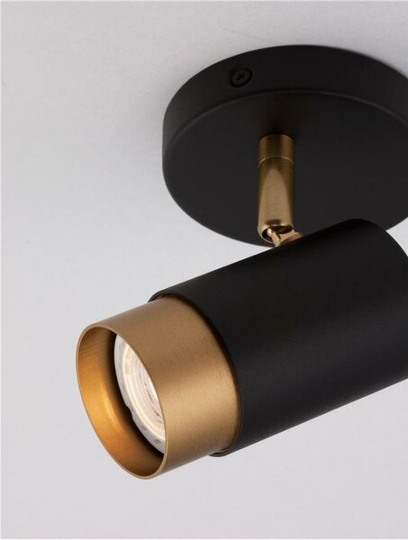 NOVA LUCE bodové svítidlo POGNO černá a zlatý hliník GU10 1x10W IP20 220-240V bez žárovky 9111432