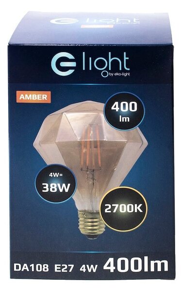 Dekorační LED žárovka E27 teplá 2700k 4w 280 lm diamond jantarová