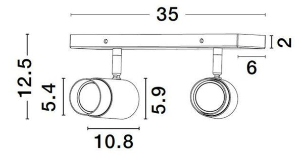 NOVA LUCE bodové svítidlo POGNO černá a zlatý hliník GU10 2x10W IP20 220-240V bez žárovky 9111434