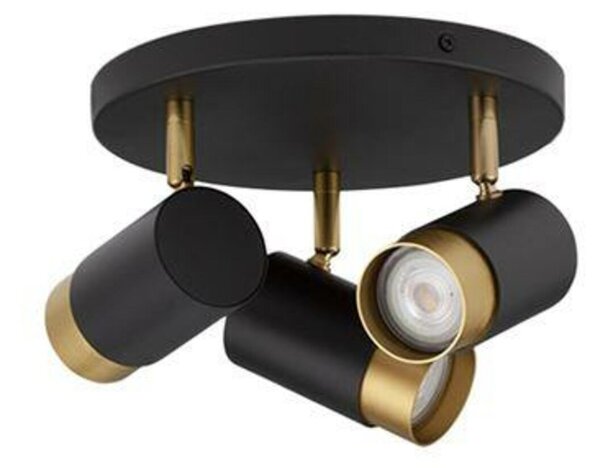 NOVA LUCE bodové svítidlo POGNO černá a zlatý hliník GU10 3x10W IP20 220-240V bez žárovky 9111438