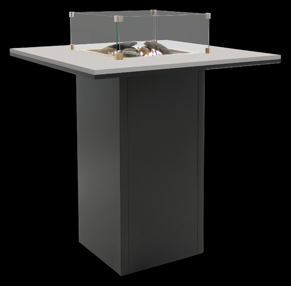 Krbový plynový stůl Cosiloft barový stůl černý rám / šedá deska COSI