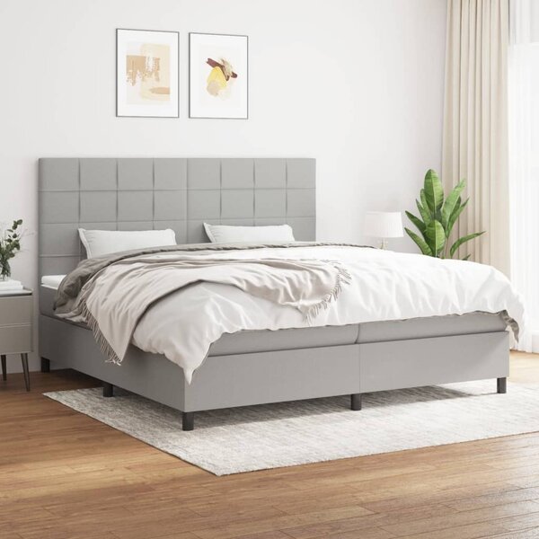 Box spring postel s matrací světle šedá 200 x 200 cm textil 3141801