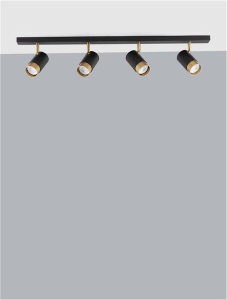 NOVA LUCE bodové svítidlo POGNO černá a zlatý hliník GU10 4x10W IP20 220-240V bez žárovky 9111436