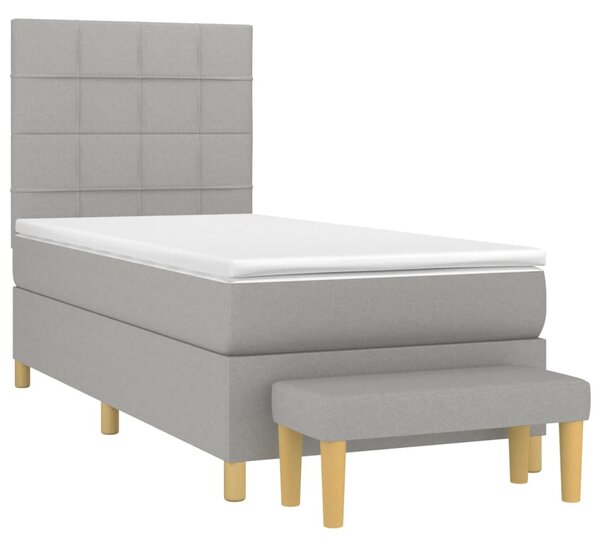 Box spring postel s matrací světle šedá 90x190 cm textil 3137117