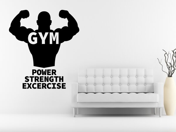 Gym - energie, síla a cvičení - samolepka na zeď - 100x89cm