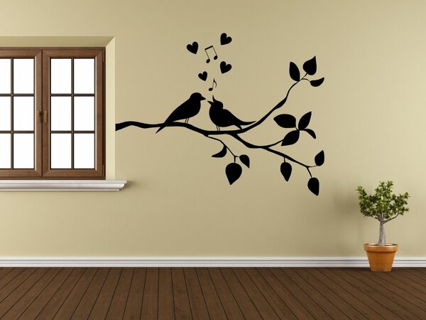 Ptáci a láska - Samolepka na zeď - 147x100cm