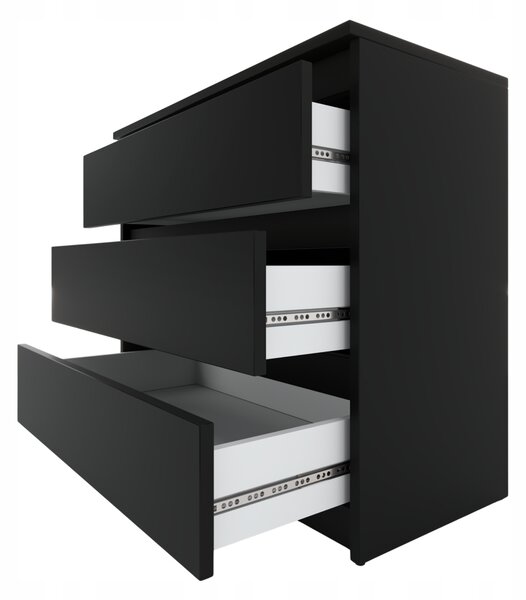Komoda Stiv-Meble 80 x 33,5 x 71,5 cm, černá matná