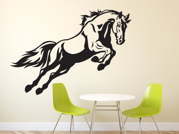 Kůň při skoku - Samolepka na zeď - 224x100cm