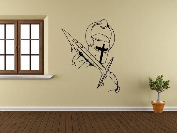 Rytíř v boji - Samolepka na zeď - 124x100cm