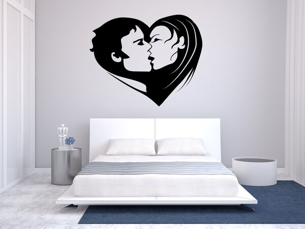 Muž a žena srdce - Samolepka na zeď - 62x50cm