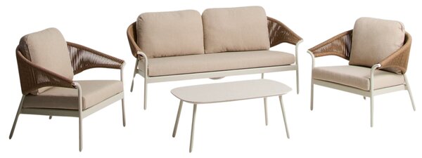 Kave Home Béžový zahradní set pohovky, křesel a stolku Zuara