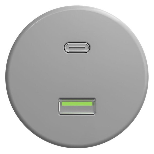 Reblig - Retro USB zásuvka A+C bez rámečku šedá
