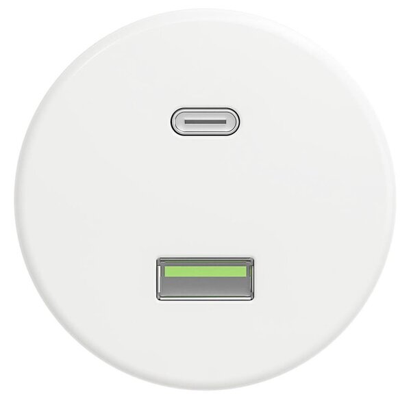 Reblig - Retro USB zásuvka A+C bez rámečku sněhově bílá