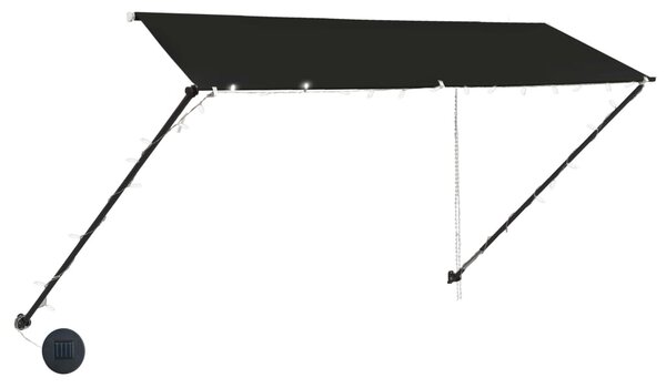 Zatahovací markýza s LED světlem 300 x 150 cm antracitová