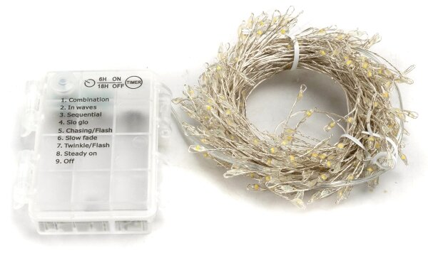 Aigostar - LED Venkovní vánoční řetěz 300xLED/8 funkcí 3xAA 9,3m IP44 teplá bílá