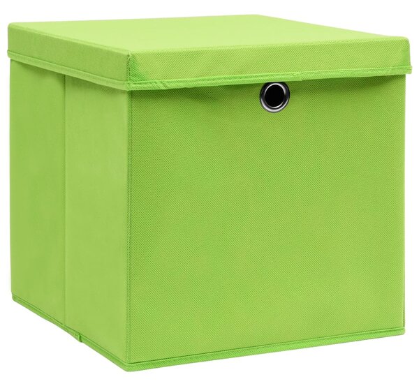 Úložné boxy s víky 10 ks zelené 32 x 32 x 32 cm textil