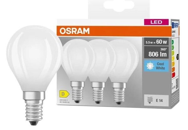 SADA 3x LED Žárovka BASE CLASSIC FILAMENT E14/5,9W/230V 4000K - Osram