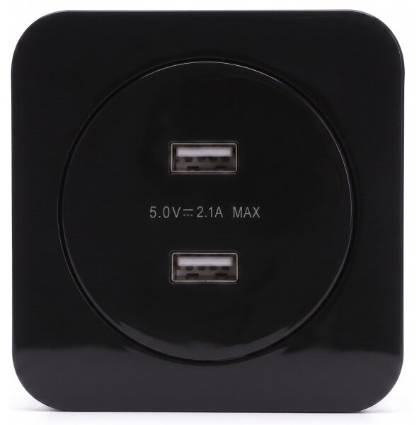Aigostar - USB napájecí zásuvka s rámečkem 2x USB-A černá