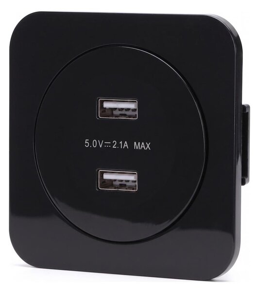 Aigostar - USB napájecí zásuvka s rámečkem 2x USB-A černá